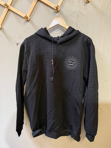 Just Too Grateful Black Waffle Hoodie