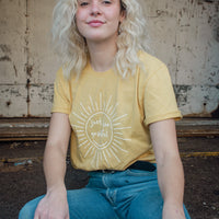 Just Too Grateful Yellow Ochre Organic Cotton Tee