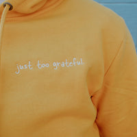 Just Too Grateful Mustard Hooded Sweatshirt