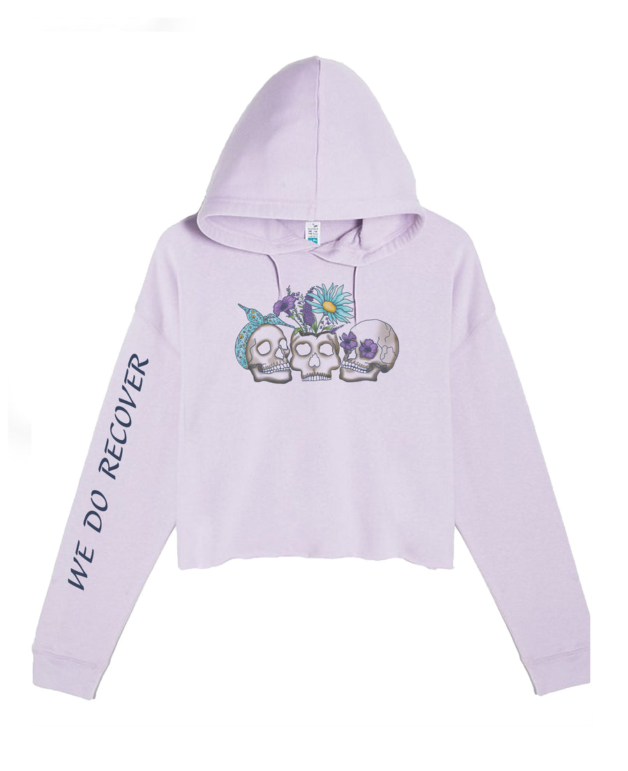 RECOVERY IS POSSIBLE LILAC CROPPED HOODED SWEATSHIRT